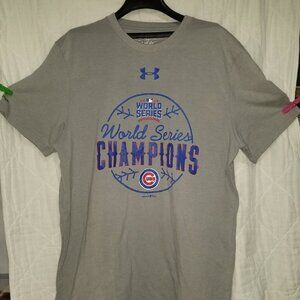 Under Armour grey Chicago Cubs World Series short sleeved tee shirt size med